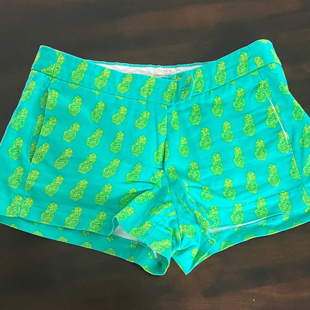 J. Crew Turquoise Pineapple Print High Waist Shorts